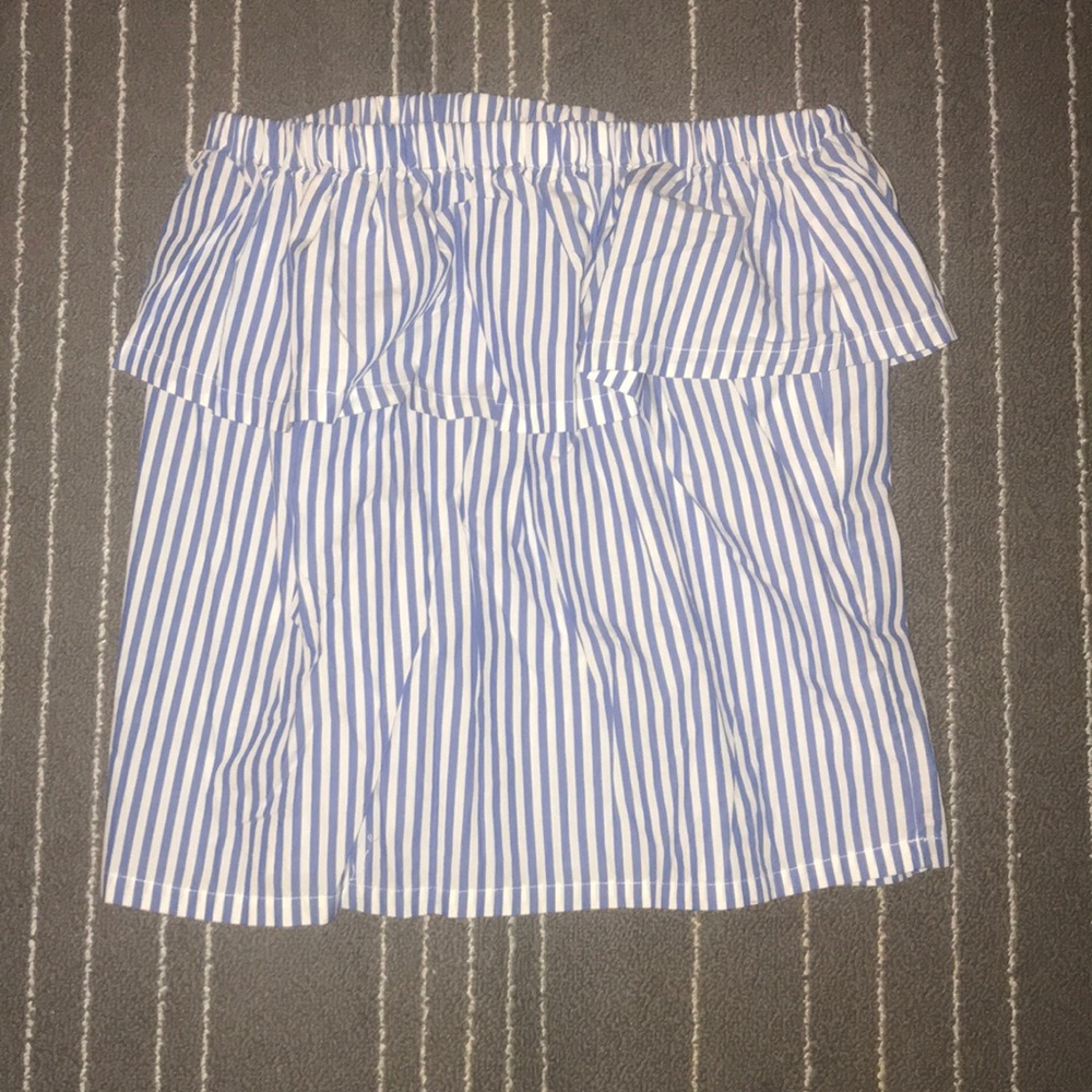 Blue and White stripped off shoulder top.
